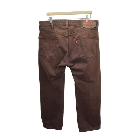 Vintage Levi's 501 Brown Denim Jeans Button Fly Straight Leg Fit 38/30 Workwear - Picture 3 of 15
